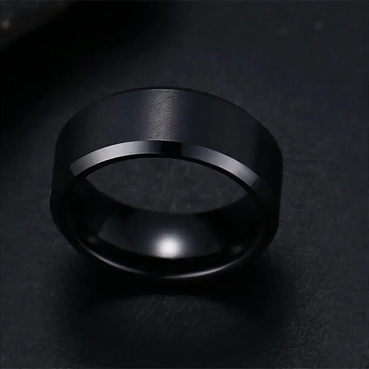 Stainless Steel Black Rings